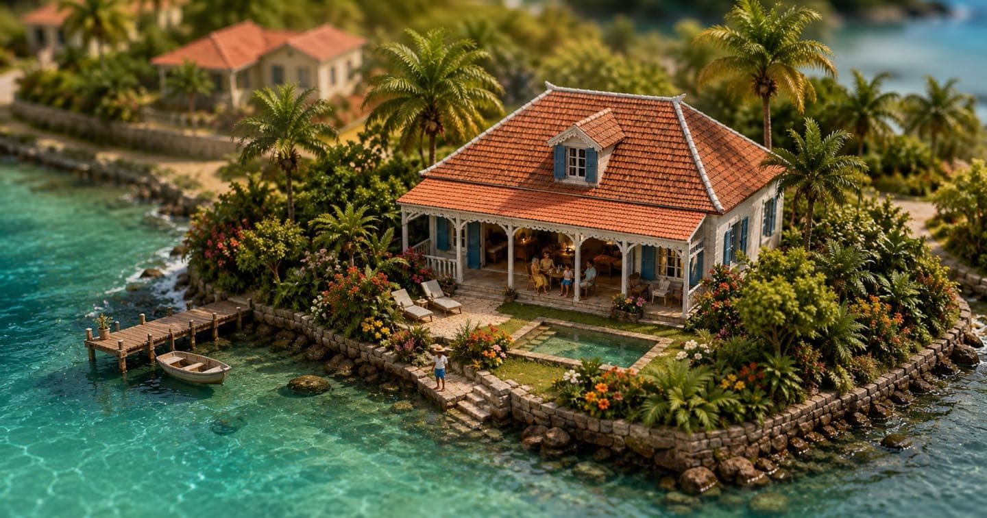 Piscine et terrasse d'une villa de vacances vue du ciel en France, avantages de la réservation directe, Location-Direct