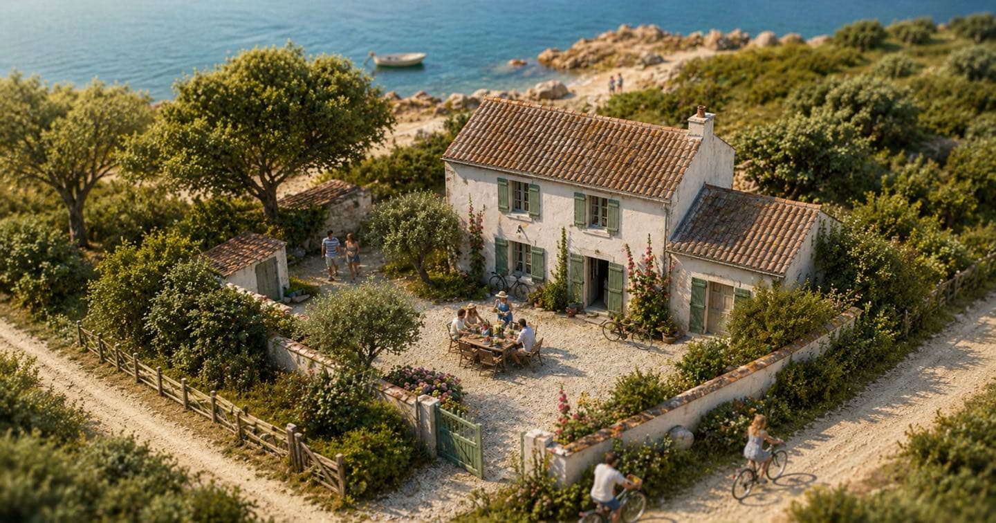 Littoral breton et maisons de vacances vus du ciel, pourquoi réserver en direct aujourd'hui, Location-Direct