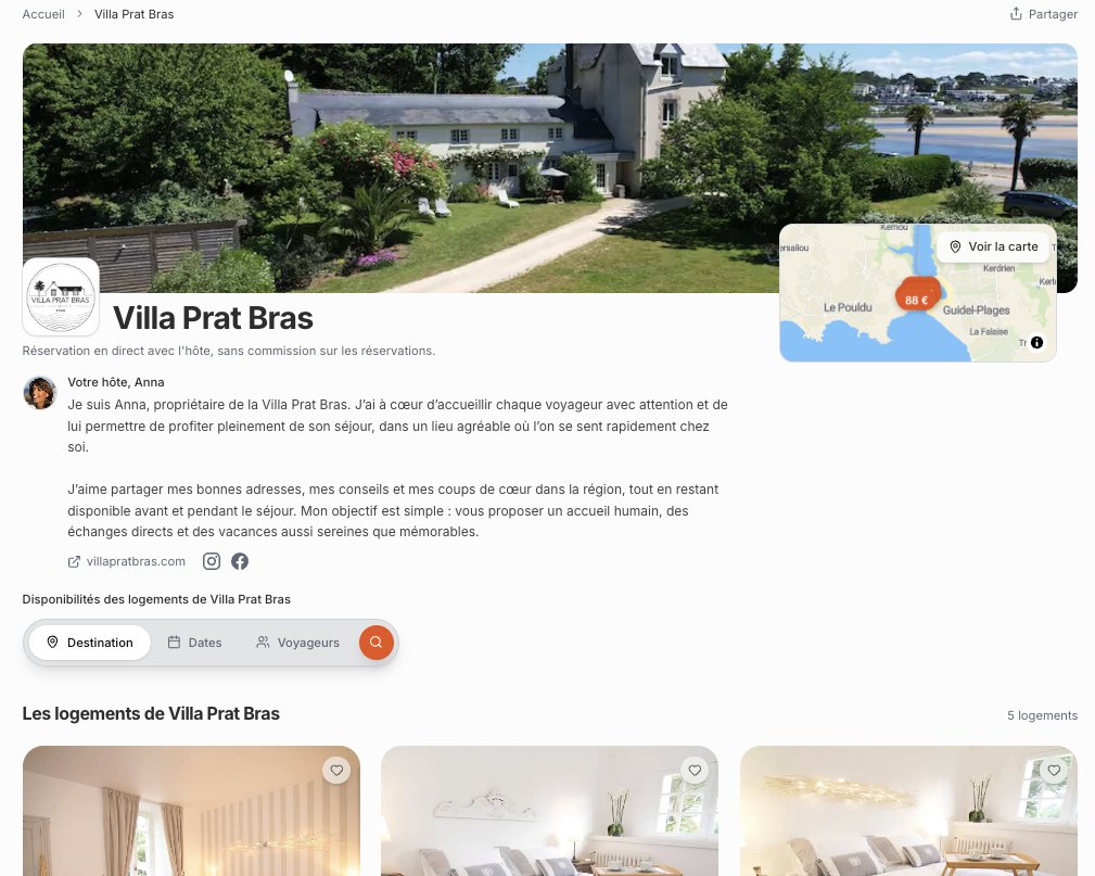 Exemple de mini-site : Villa Prat Bras sur Location-Direct, avec ses cinq logements